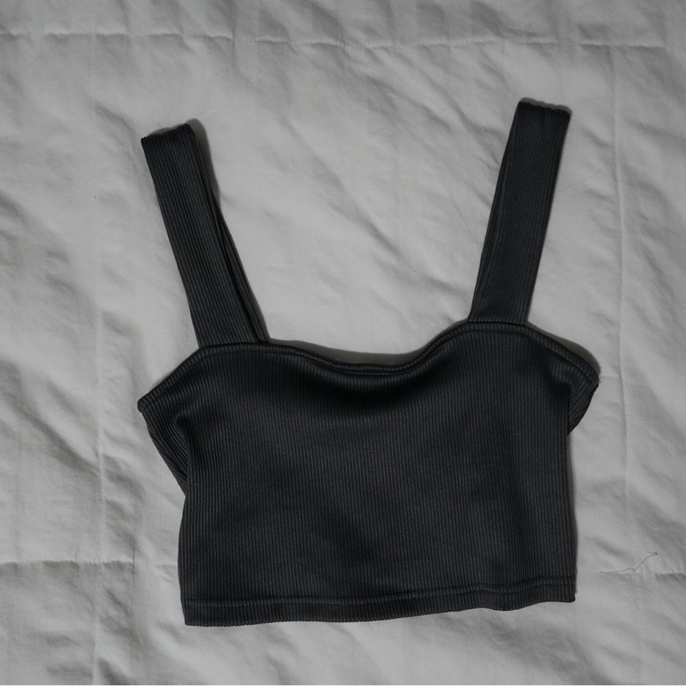 Black Ribbed Crop Top Tank